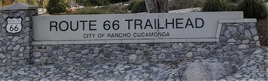 Sign at the Route 66. Trailhead Park, Rancho Cucamonga, California