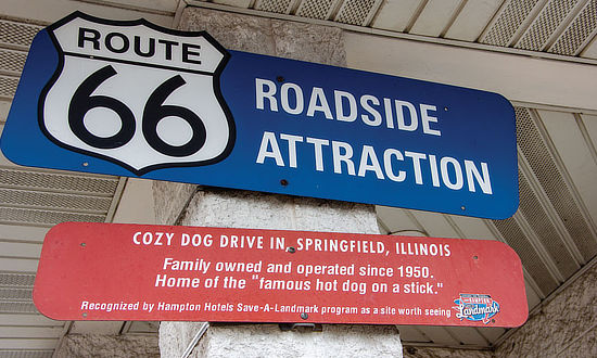 Route 66 Roadside Attraction: Cozy Dog Drive In ... Springfield, Illinois
