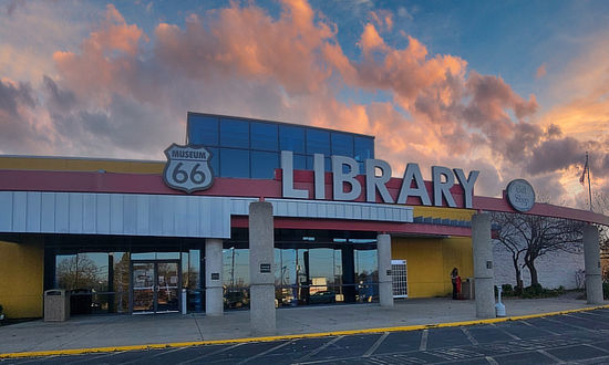 Exterior view of the Route 66 Museum and Library in Lebanon, Missouri