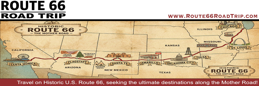 Maps of the entire Route 66, from beginning in Chicago to the end in Santa Monica, California
