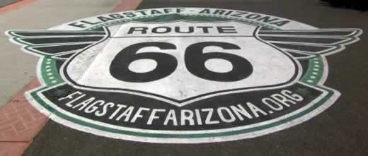 Route 66 logo at the visitors center in Flagstaff, Arizona