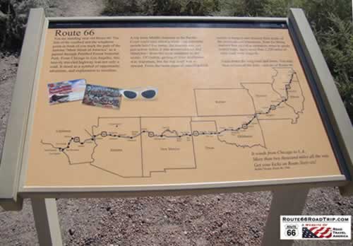 Route 66 sign and marker in the Painted Desert in Arizona