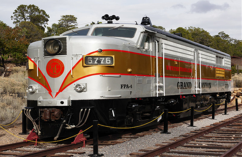 Grand Canyon Railway ALCO FPA-4 Locomotive #6776 on display at the station at the Grand Canyon