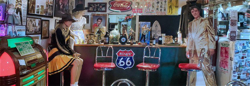 Elvis and girl friends at the diner ... Hackberry General Store along Route 66 between Seligman and Kingman, Arizona