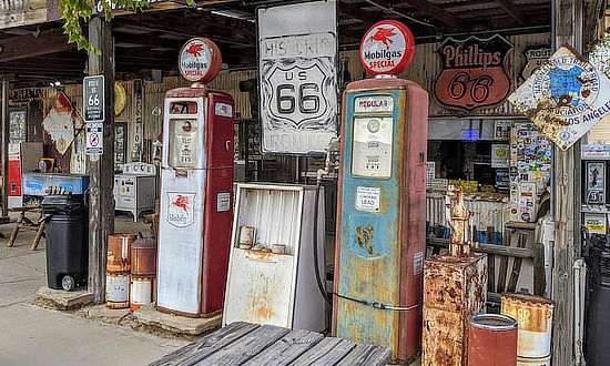 The non-functioning MobilGas Pumps at the Hackberry General Store along Route 66 between Seligman and Kingman, Arizona