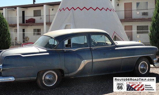 Classic Pontiac parked at the Wigwam Motel in Holbrook, Arizona