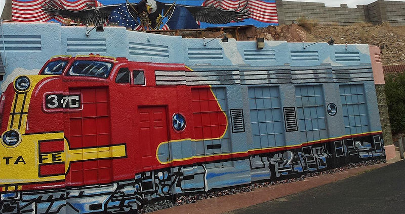 Santa Fe Railroad Mural in Kingman, Arizona, at the El Trovatore Motel