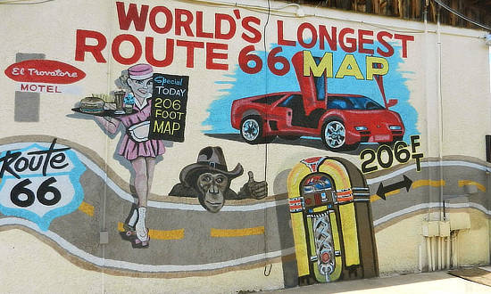The World's Longest Route 66 Map in Kingman, Arizona, at the El Trovatore Motel