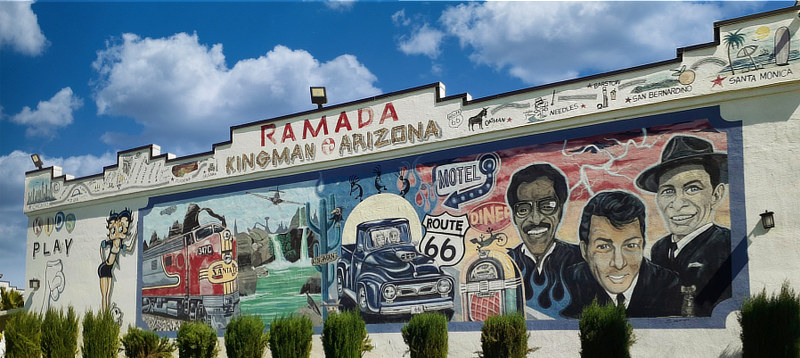 Route 66 mural at the Ramada by Wyndam Hotel in Kingman