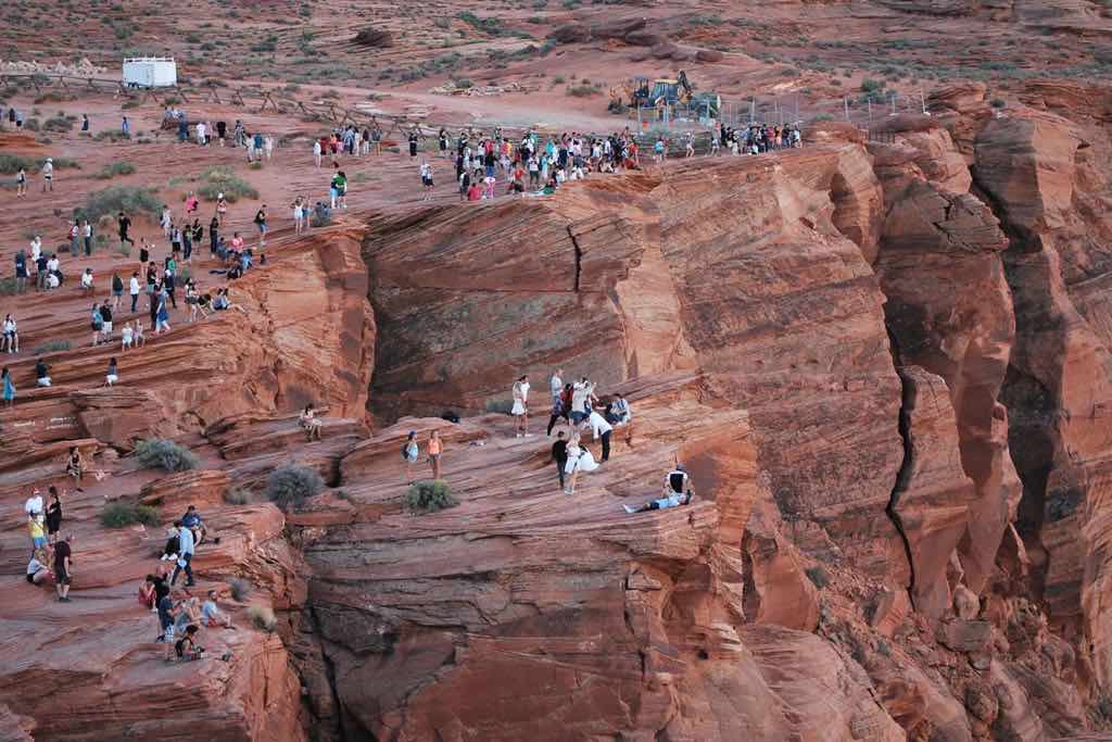 Visitors to Horseshoe Bend on the Colorado River near Page, Arizona