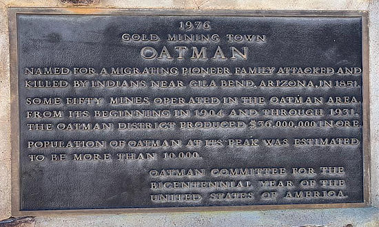 Oatman Gold Mining Town ... Bicentennial Plaque, 1976
