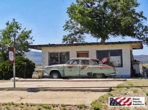 The green Studebaker, waiting to travel on Historic Route 66 in Arizona