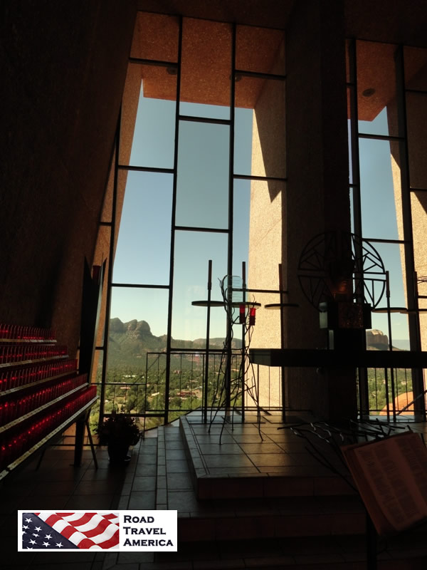 View from the interior of the Chapel of the Holy Cross in Sedona