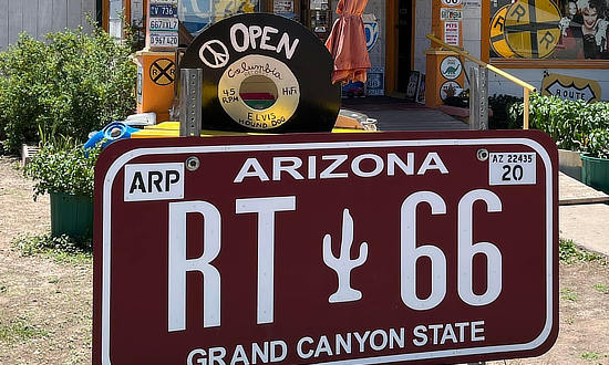 That giant Route 66 license plate in Seligman