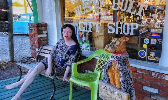Waiting at The Rusty Bolt Gift Shop on Route 66 in Seligman, Arizona