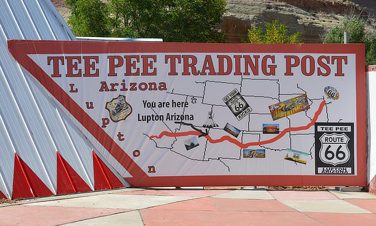 The Tepee Trading Post, near the New Mexico - Arizona state line on present-day I-40 at Lupton, Arizona