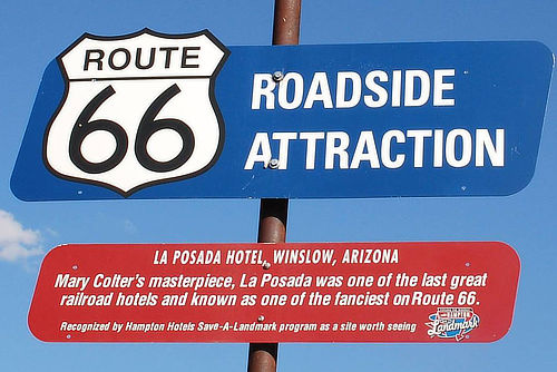Route 66 Roadside Attraction: The historic La Posada Hotel, in Winslow, Arizona