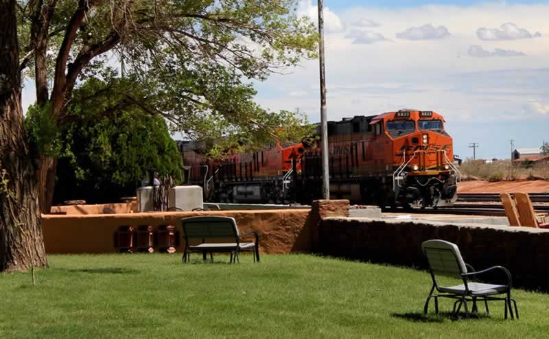 BNSF train passing by the historic La Posada Hotel ... Winslow is still a railroad town!