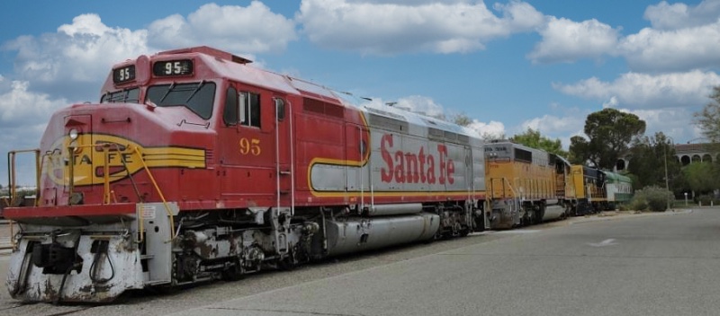 Diesel engines of the Santa Fe Railroad on display at the Western America Railroad Museum in Barstow, California