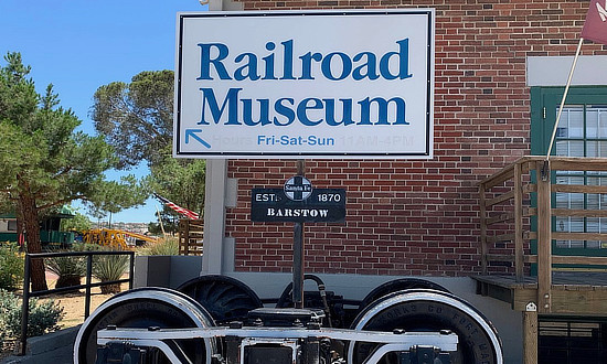 Entrance area to the Western America Railroad Museum in Barstow, California