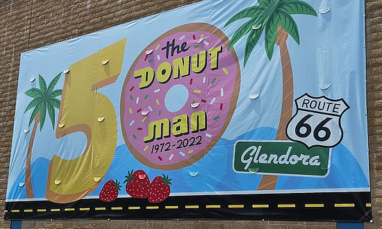 The Donut Man, a famous stop in Glendora, California, on Route 66