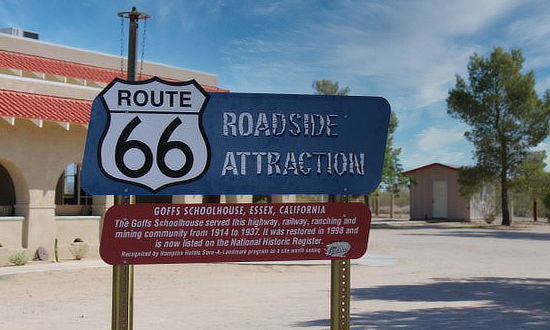 Route 66 Roadside Attraction: Goff's Schoohouse, Essex, California