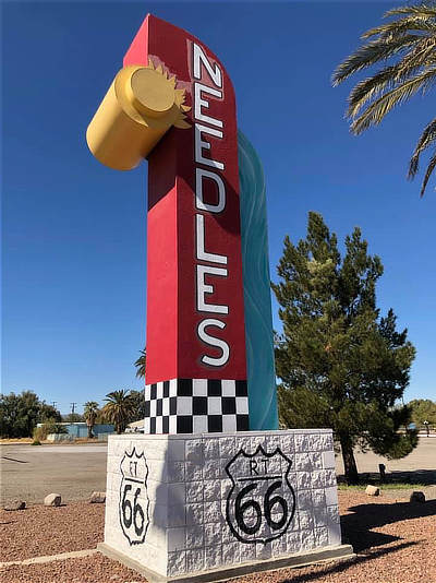 Route 66 sign in Needles, California