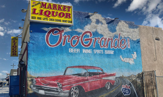 Route 66 mural in Oro Grande, California, at Market Liquor