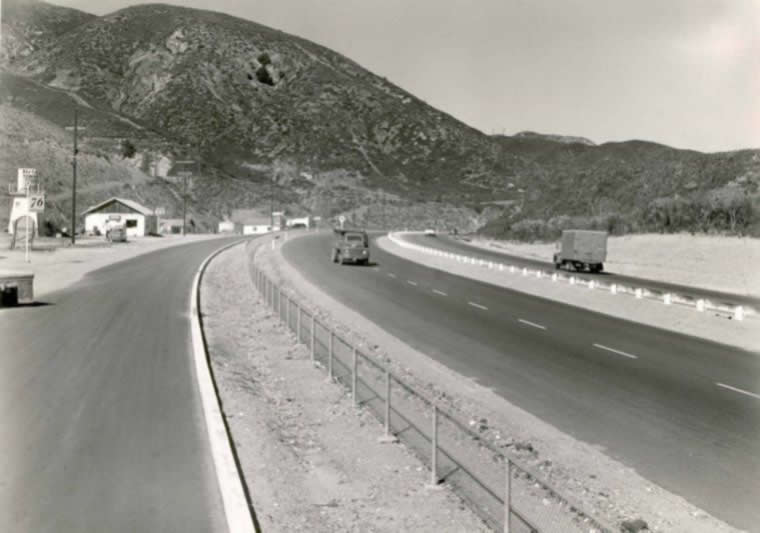 Earlier days of Route 66 through Cajon Pass in California, south of Victorville