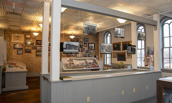 Interior exhibit area at the Atlanta Illinois Museum on Arch Street