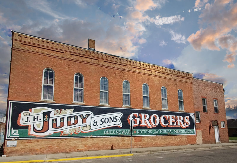 J.H. Judy and Sons Grocers mural in Atlanta, Illinois along Route 66
