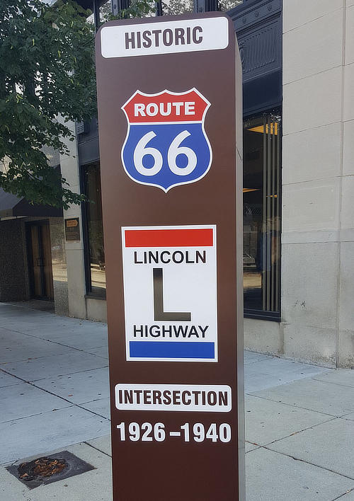 Intersection of Route 66 and the Lincoln Highway in Joliet, Illinois