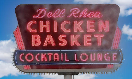 The neon sign at Dell Rhea's Chicken Basket in Willowbrook, Illinois