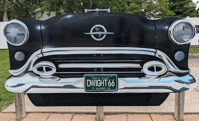 Dwight, Illinois sign ... On Route 66 on the 1954 Oldsmobile