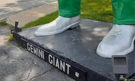 The white shoes of the Gemini Giant in Wilmington, Illinois