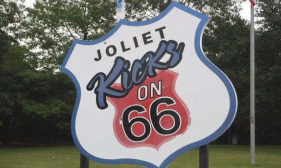 Joliet , Illinois "Kicks on 66 sign"