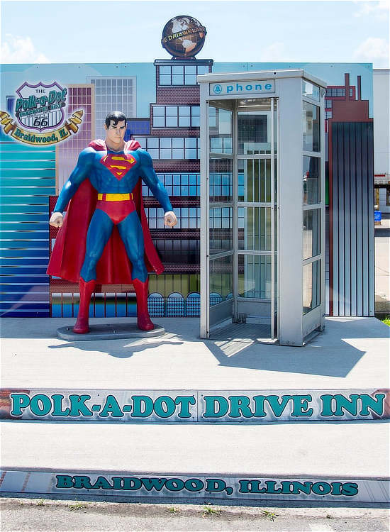 Superman at the Polk-A-Dot Drive-In ... Braidwood, Illinois