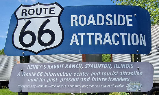 Route 66. Roadside Attraction: Henry's Rabbit Ranch ... HARE IT IS! ... Staunton, Illinois