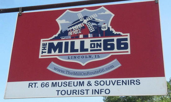 Sign at the Mill Museum on Route 66 in Lincoln, Illinois