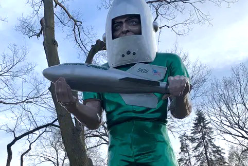The Gemini Giant in its new location in Wilmington, Illinois, along Route 66