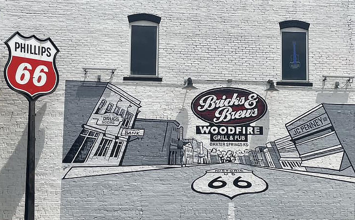 Mural on the Bricks & Brews Grill & Pub in Baxter Springs, KS