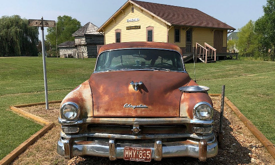 The old rusted Chrysler at Red Oak II, northeast of Carthage, Missouri