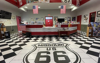 Refreshment area at the Missouri I-44 westbound Conway Rest Area and Route 66 Welcome Center