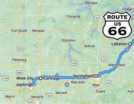 Missouri Route 66 Iron-On Patch – St. Louis, Springfield, Joplin, Rolla – 2.5 Inches
