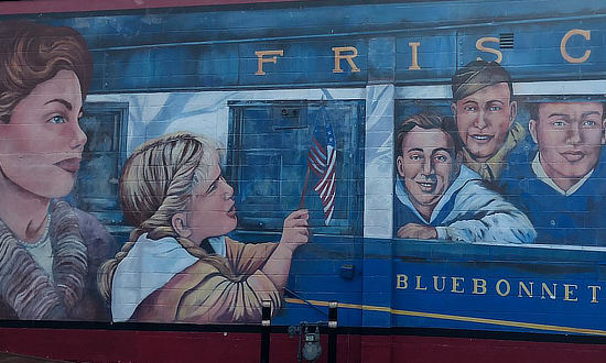 The Frisco Bluebonnet Mural in Cuba, Missouri, on Historic Route 66