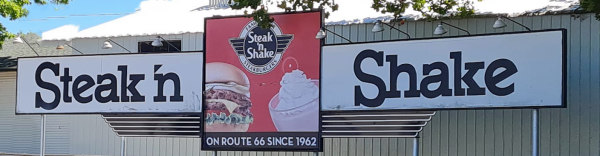 Sign at the original Steak n Shake in Springfield, Missouri ... On Route 66 since 1962