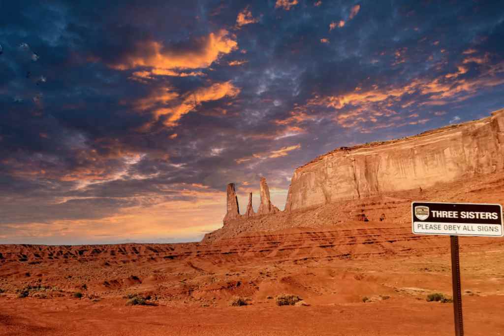 Three Sisters at the Monument Valley Navajo Tribal Park