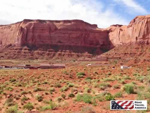 Distance view of Goulding's Lodge at Monument Valley