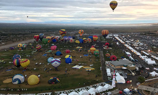 Balloon Festival aerial view in Albuquerque, New Mexico