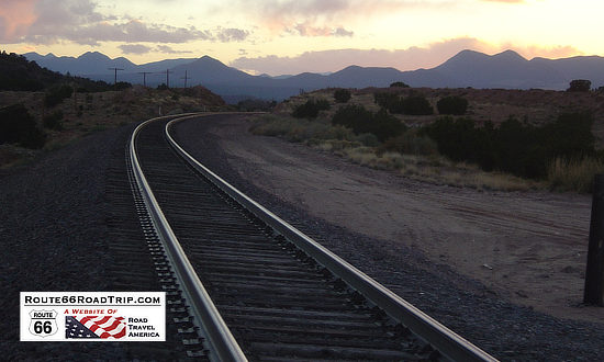 Quiet afternoon sunset at a railroad crossing south of Santa Fe
